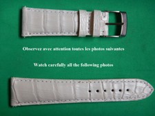 22 mm BRACELET ALLIGATOR VÉRITABLE BLANC NACRÉ ATTACHE RAPIDE 18 mm A LA BOUCLE