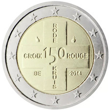 Pièce commémorative 2 euro  Belgique  2014   " 150 ans de la Croix Rouge  "