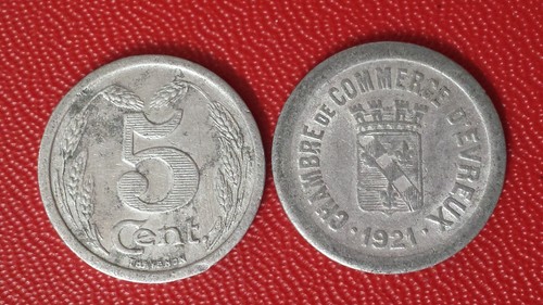 Centimes 1921 evreux chambre - centimes,