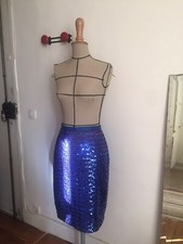 Jupe crayon à sequins bleu électrique, taille 36