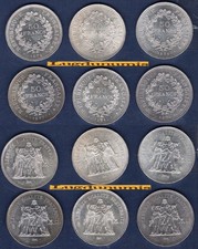 Lot de 6 pièces de 50 Francs Hercule I 1974 / 75 / 76 / 77 / 78 / 79 SUP