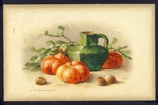 CARTE POSTALE TOILÉE Illustration Chromo Litho Signée C. KLEIN NATURE MORTE