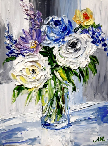 White and blue flowers a - flowers,