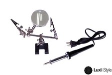 30w Soldering Iron & Helping Hand Magnifier Set Craft Model Jewelry Watch Repair