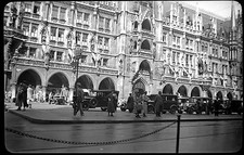 Ville allemande paysage urbain voitures - Ancien négatif photo an. 1920 