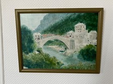 Tableau encadré Peinture sur Panneau Vue d'un pont (L14/A4)