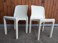 Vintage Artemide Chaise Empilable Vico Magistretti Selene Espace Âge 70er 1/2a