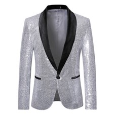 Habillé Sequin Costume Veste Revers Châle Blazer Bal Mariage Montrer Danse Robe