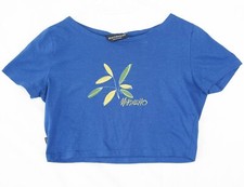 Crop top vintage imprimé bleu