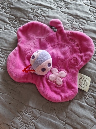 Doudou plat coccinelle rose - coccinelle,