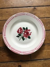 Grand Plat  Digoin SARREGUEMINES  Cibon Rose vintage vaisselle ancienne 30 Cm