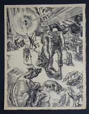 Albert DECARIS Gravure originale 1930 Misères de ce Temps Ronsard Apocalypse