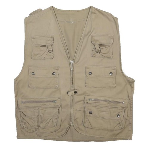 Gilet beige utilitaire zippé - gilet,