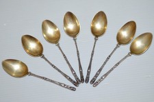 -7 PETITES CUILLERES à MOKA / Thé ARGENT & CUILLERON VERMEIL MINERVE patte biche