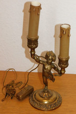 vintage LAMPE pied BRONZE ENFANT NU style bougie EMPIRE chandelier ANGE chérubin