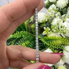 Bracelet tennis de fiançailles pour femmes coupe ronde diamant cultivé en lab...