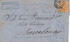 LETTRE N°23 ROUE DE CHARETTE BARCELONE AU DOS RARE CACHET CARTERO SECCION COVER