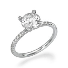 D/SI1 Diamant Rond Fiançailles Ring 0.70 CT 950 Platine Solitaire