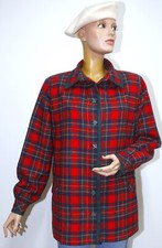 Vintage 40/50s Red Plaid Tartan Wool Jacket Coat Size L Made in USA