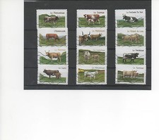 FRANCE 2014 LES VACHES .SERIE COMPLETE DE 12 TIMBRES AUTOADHESIFS OBLITERES