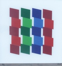 Geneviève Claisse Géométrique Art Moderne Acrylique Verre Main Signée Français'