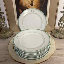 Lot de 7 assiettes dessert en Porcelaine fine Vieux Paris monogramme AD