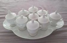 SERVICE À CRÈME BLANC ANCIEN EN PORCELAINE VIEUX PARIS 9 POTS