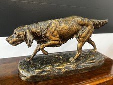 Bronze 19ème, signé Clovis Edmond Masson (1838-1913) Chien De Chasse A L’arrêt 
