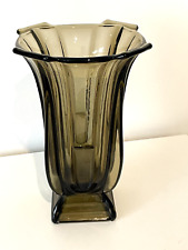 Vase art déco en verre fumé