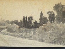 ent. Henri HARPIGNIES 1819-1916 DESSIN LAVIS ENCRE PAYSAGE ARBRES BARBIZON XIX b