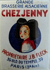 Miroir de Courtoisie Fixé sous verre Brasserie Alsacienne Chez Jenny Paris