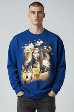 Atlas Pour Hommes Sweat À Capuche Imprimé Grand Indien Loup Taille M