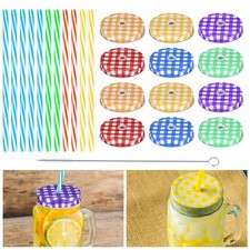 12 Pièces Couvercles de Bocaux Mason Couvercles à Vis en Métal pour Bocaux/Bo...