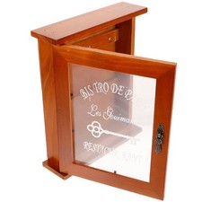  Armoire à clés murale en bois décorative avec porte panneau et sculptures de