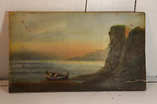 Ancienne peinture sur PANNEAU.  Impressionniste. MARINE Signée