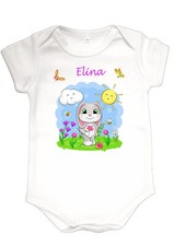 Body bébé lapin mignon personnalisé avec prénom réf 93 L manches courtes