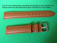 16 mm SOBRE BRACELET POUR MONTRE EN CUIR VERITABLE MAT MARRON CLAIR "TABAC"