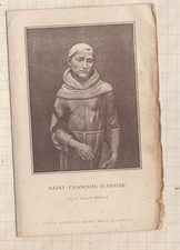 25F483 IMAGE PIEUSE RELIGIEUSE   2 volets avec relique ST FRANCOIS D'ASSISE