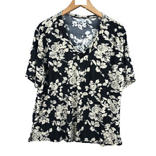 Honghong haut femme taille XL/XXL beige noir ladies top blouse womens fleurs