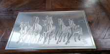 Tableau gravure sur inox chevaux signé BIELSKI  1990  style Mick Micheyl