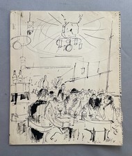 Restaurant, dessin signé