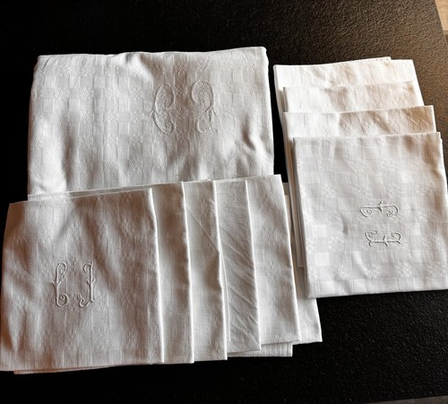 Nappe ancienne lin monogramme - nappe,