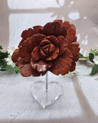 Red jasper flower carving - red, on