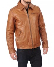 Veste en cuir marron mangue