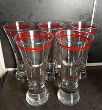 Vintage UN ancien verre à Pastis lignes trait doseur rouge -Bistrot -5 dispos C2