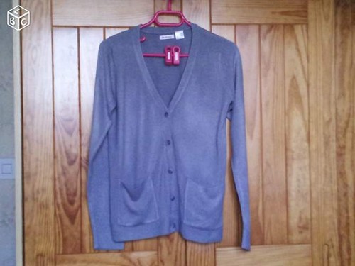 Gilet long gris femme