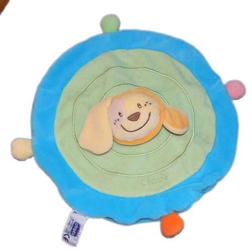 Doudou plat rond chien - , bleu