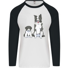 Un T-Shirt De Baseball À Manches Longues Pour Hommes Border Collie Et Chiot