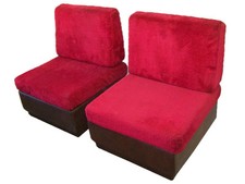 2x Vieux Fauteuil de Salon 70er Années Club Culte Rétro Design Peluche