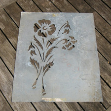 Ancien Pochoir en Zinc motif fleurs Floral 30 x 25 cm